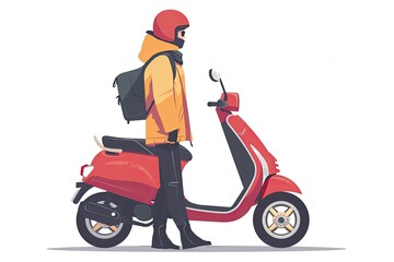 a person standing next to a scooter