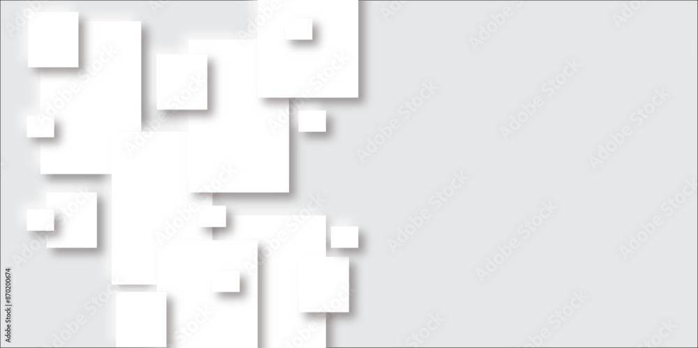 Poster abstract grey square shape with futuristic concept embossed papercut background with neomorphism abs