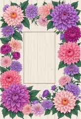 A wooden frame with an assortment of vibrant pink, purple Ai generated