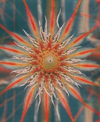 Red and yellow flower in nature, featuring floral patterns and vibrant colors, illustrated in a vector art style