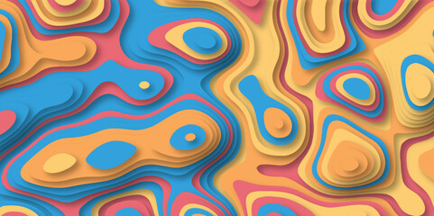 Abstract paper cut vector background. Origami or carving decoration. Multi layers soft colorful texture 3D papercut layers in gradient vector banner.