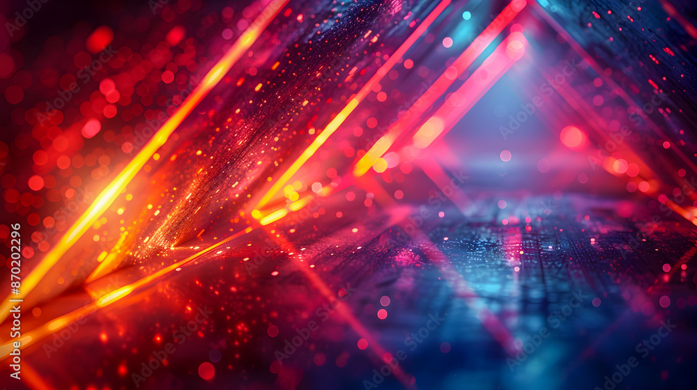 Poster mesmerizing neon geometric backdrop with warm glowing highlights and muted tones minimal futuristic 