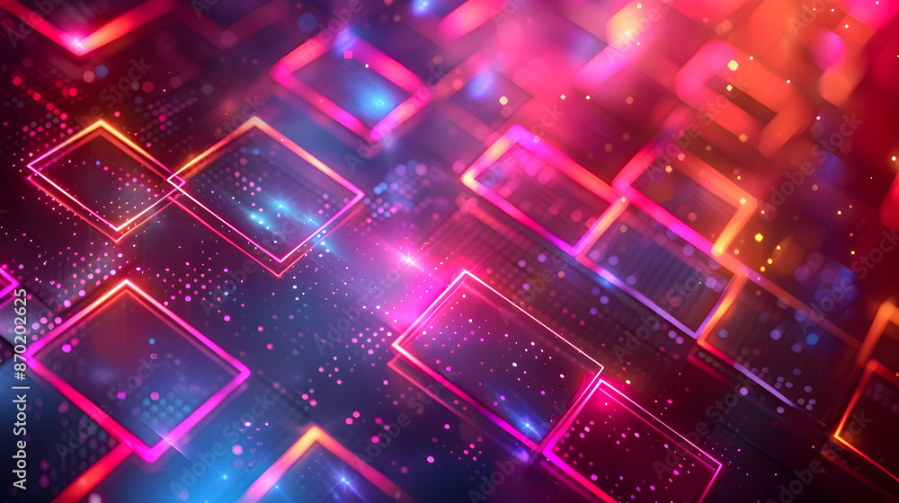 Poster elegant minimalist neon grid digital background with sharp geometric shapes luminous patterns and su