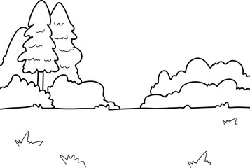 Forest of trees, field, scenery landscape nature background