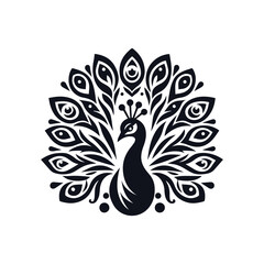 Majestic Peacock Silhouette Illustration