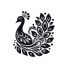 Ornate Peacock Silhouette Illustration