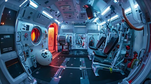 Modern spaceship interiors feature advanced technology