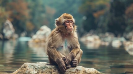 Obraz premium Beautiful monkey spending time in nature.