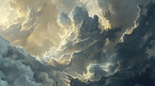 Dramatic Fractus Clouds in Moody Atmospheric Sky