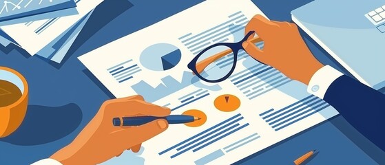 Financial analyst conducting due diligence on a potential investment opportunity reviewing financial statements and market data