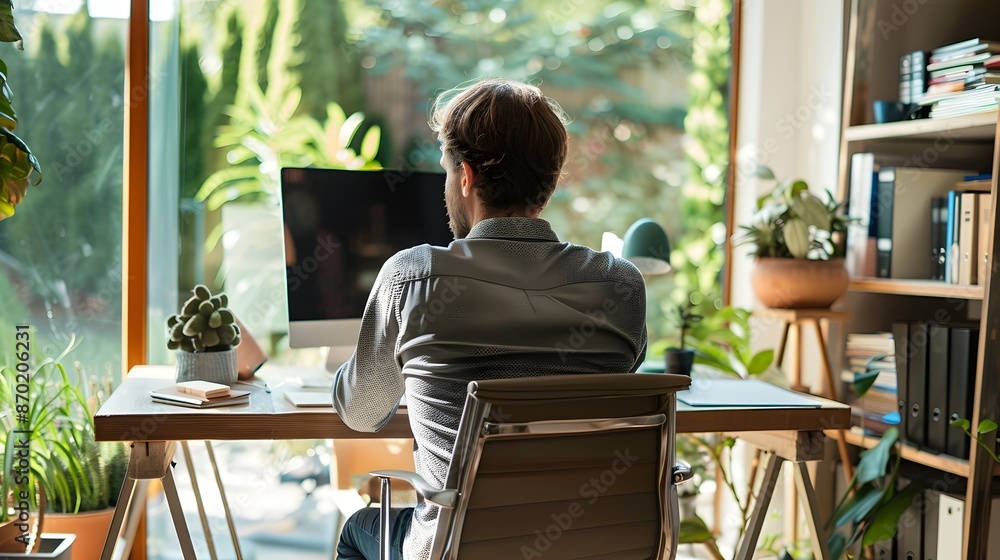 Poster efficient remote work setup for professionals in modern home office