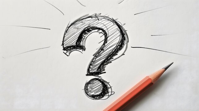 A question mark drawn with a pencil symbolizes curiosity, inquiry, and the search for knowledge