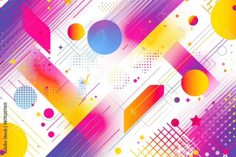 Poster abstract colorful background with geometric shapes creating a vibrant and artistic scene