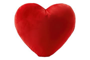 Red heart shaped pillow isolated on transparent background