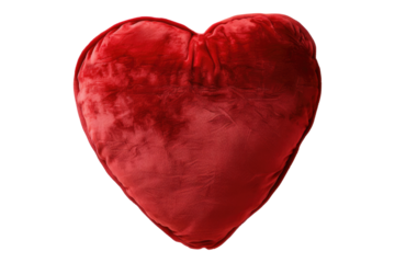 Red heart shaped pillow isolated on transparent background