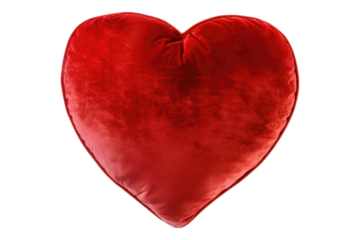 Red heart shaped pillow isolated on transparent background