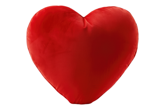 Red heart shaped pillow isolated on transparent background - Powered by Adobe