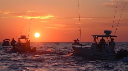 Obraz premium Fishing Tournament as Part of Festive Hemingway Inspired