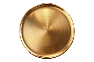 Round golden plate isolated on transparent background
