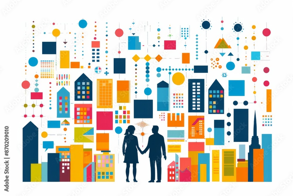 Aufkleber business infographic with colorful elements creating an engaging and informative visual