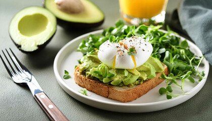 A fresh and healthy meal with an egg salad sandwich, avocado salad, and egg and avocado salad