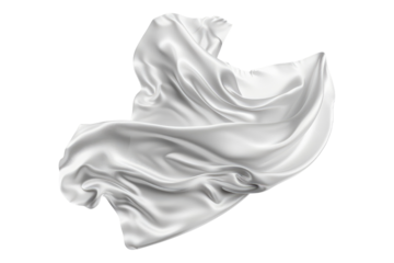 White silk or satin cloth waving isolated on transparent background