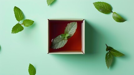 A box of herbal tea known for easing menstrual symptoms, placed on a solid background.