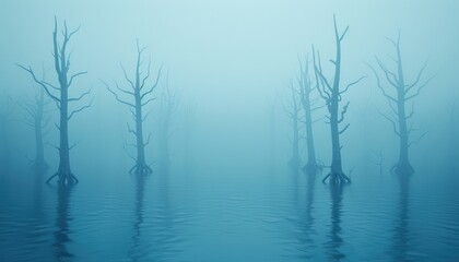 Haunting Mist, Enchanted Swamp of Twisted Trees, Fantasy Background