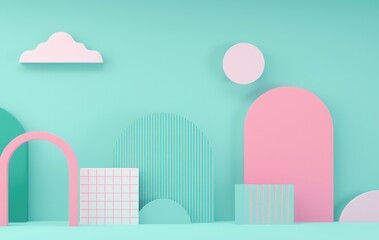 Naklejka premium Geometric Abstract Pastel Shapes for Modern Chic Decor