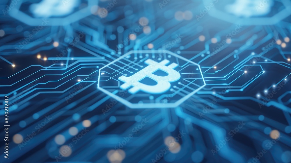 Poster abstract digital currency network exploring economics concepts with blockchain and cryptocurrency