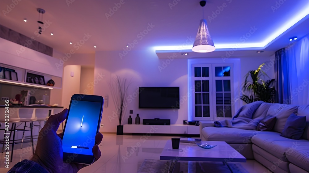 Poster smartphone controlling smart lighting system for efficient home automation