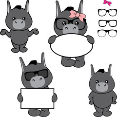 cute baby donkey cartoon collection pack in vector format