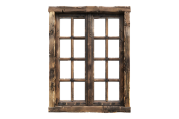 Wooden window isolated on transparent background