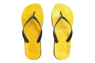 Yellow flip flop isolated on transparent background