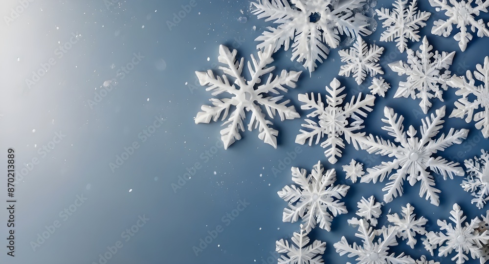 Poster christmas background with snowflakes with copy space for text.
