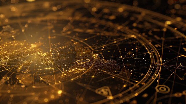 A detailed image of a star map showing various constellations and their associated zodiac signs on a plain background. - Powered by Adobe