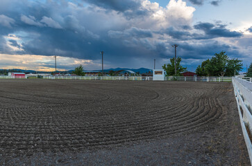 Groomed Outdoor Arena Before A Rainstorm