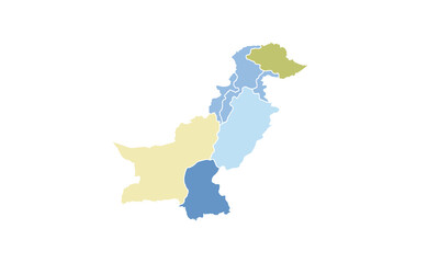 Map of Pakistan isolated modern colorful style. for website layouts, background, education, precise, customizable, Travel worldwide, map silhouette backdrop, earth geography, political, reports. 