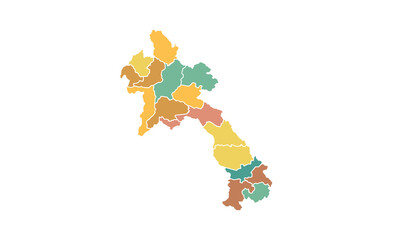Map of Laos isolated modern colorful style. for website layouts, background, education, precise, customizable, Travel worldwide, map silhouette backdrop, earth geography, political, reports. 