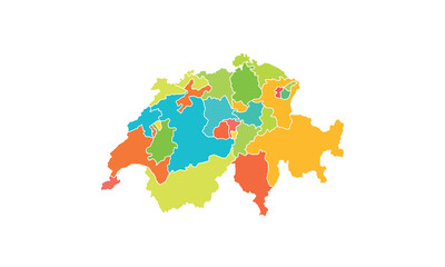 Map of Switzerland isolated modern colorful style. for website layouts, background, education, precise, customizable, Travel worldwide, map silhouette backdrop, earth geography, political, reports. 