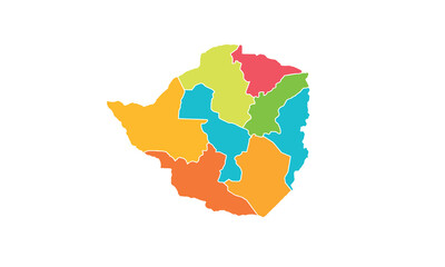 Map of Zimbabwe isolated modern colorful style. for website layouts, background, education, precise, customizable, Travel worldwide, map silhouette backdrop, earth geography, political, reports. 