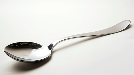 Elegant Stainless Steel Spoon on White Background