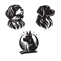 black and white dog vectors 