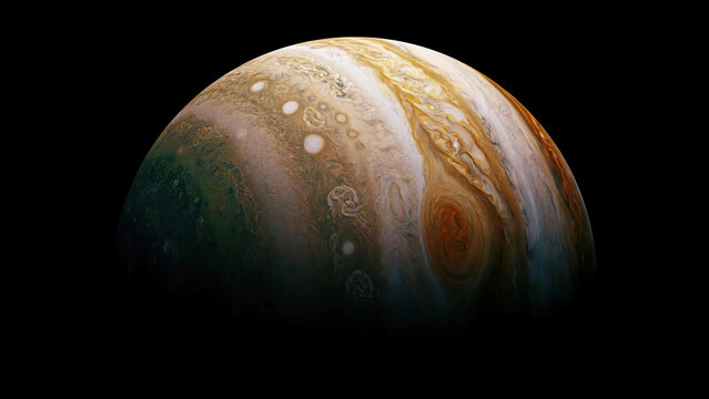 Surface of Jupiter focused on the famous Great Red Spot. Universe science astronomy.