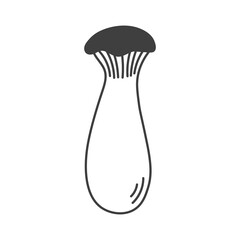 Eringi Mushroom Doodle Line icon. Asian fungus. Boletus Cep Oyster hand drawn symbol. Food Ingredient. Outline vector illustration.