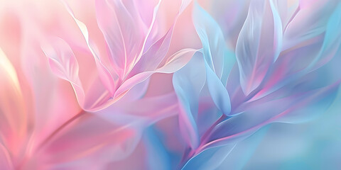 Abstract pastel leaves with a soft and gentle gradient, creating a delicate and artistic background 