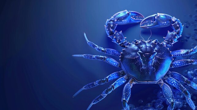 The Cancer zodiac sign symbol on a solid blue background.