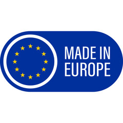 Made in Europe Flat Icon for Banner Design. Made in EU Label Icon