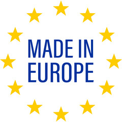 Fototapeta premium Made in Europe Flat Icon for Banner Design. Made in EU Label Icon