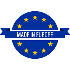 Made in Europe Flat Icon for Banner Design. Made in EU Label Icon